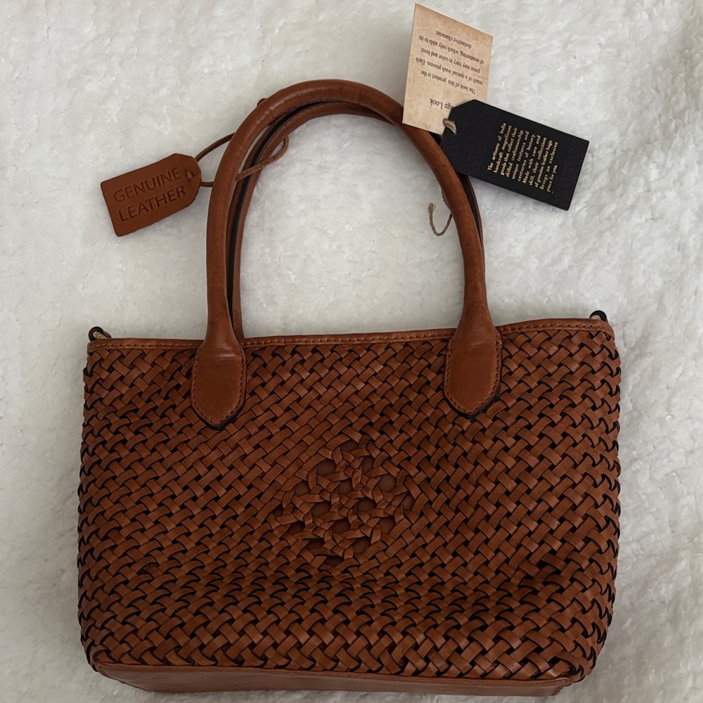 *CLEARANCE* Chic Brown Woven Leather Crossbody Bag Set - Picture 2 of 6